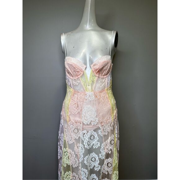 NWT For Love & Lemons BLOSSOM Maxi Dress Pink Yellow Size Small $359 - Picture 6 of 12